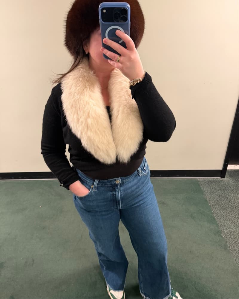 Vintage fox Fur Trimmed Black Bolero  - Image 4