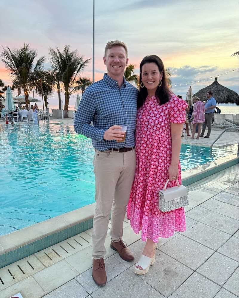 Vibrant Floral Midi Dress and Checkered Button-up - Image 1