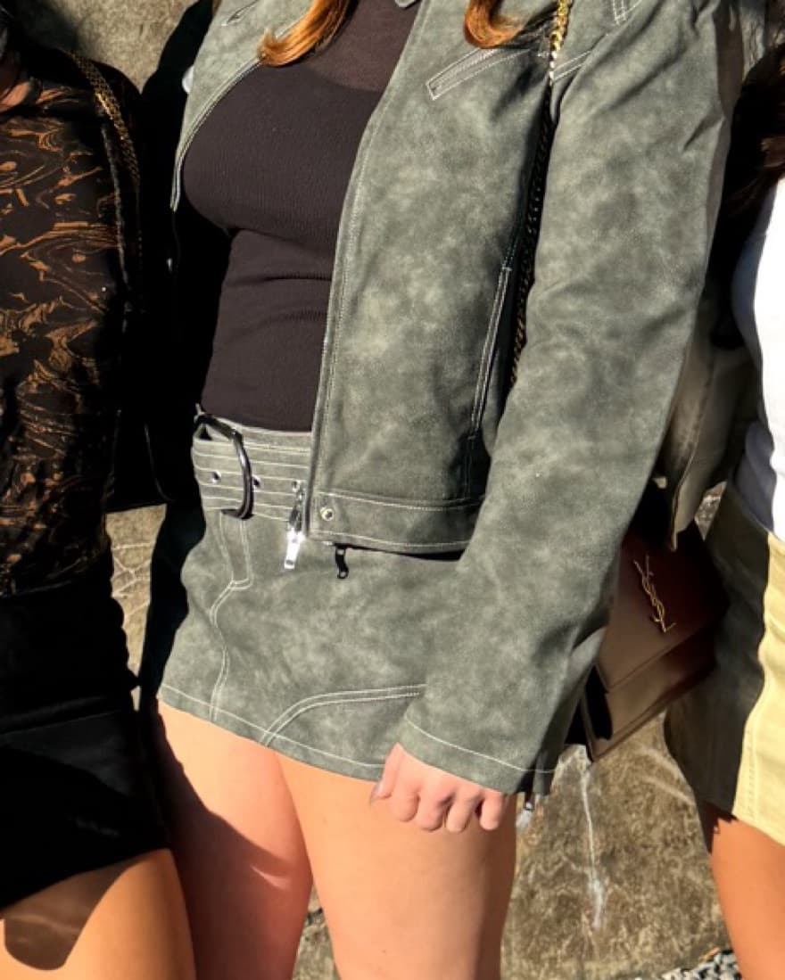 Belted Micro Skort And Moto Jacket - Image 5
