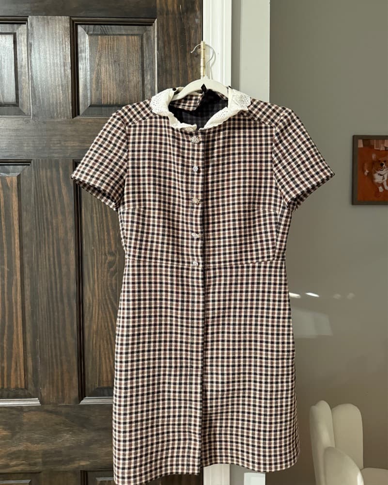 Maje Lace Plaid Dress - Image 4