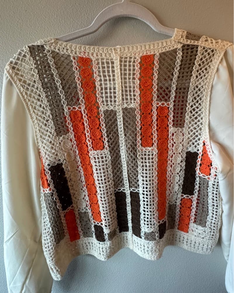 Elegant Crochet Cardigan with Vibrant Accents - Image 2