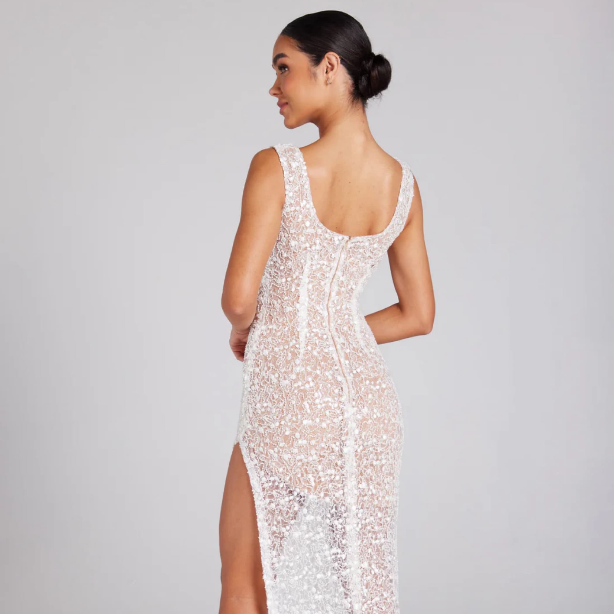 Beaded White $575 Nadine Merabi Dress - Image 3