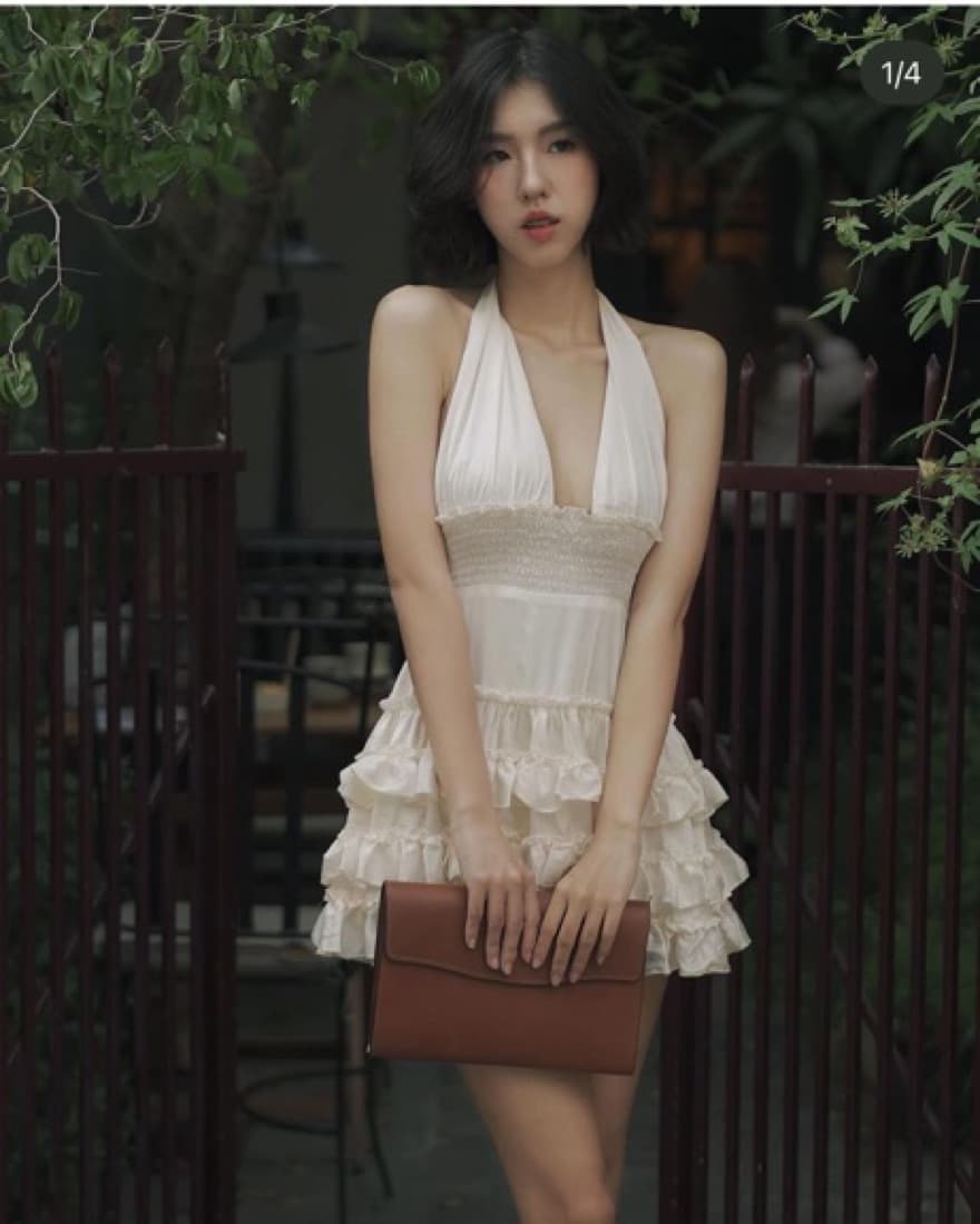 Ivory Halter Ruffled dress - Image 1