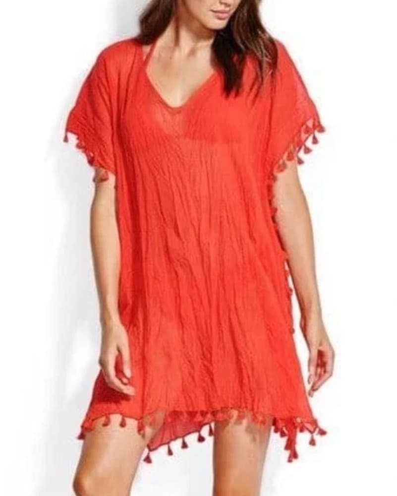 Seafolly Red Tassel Cover Up Dress  - Image 1