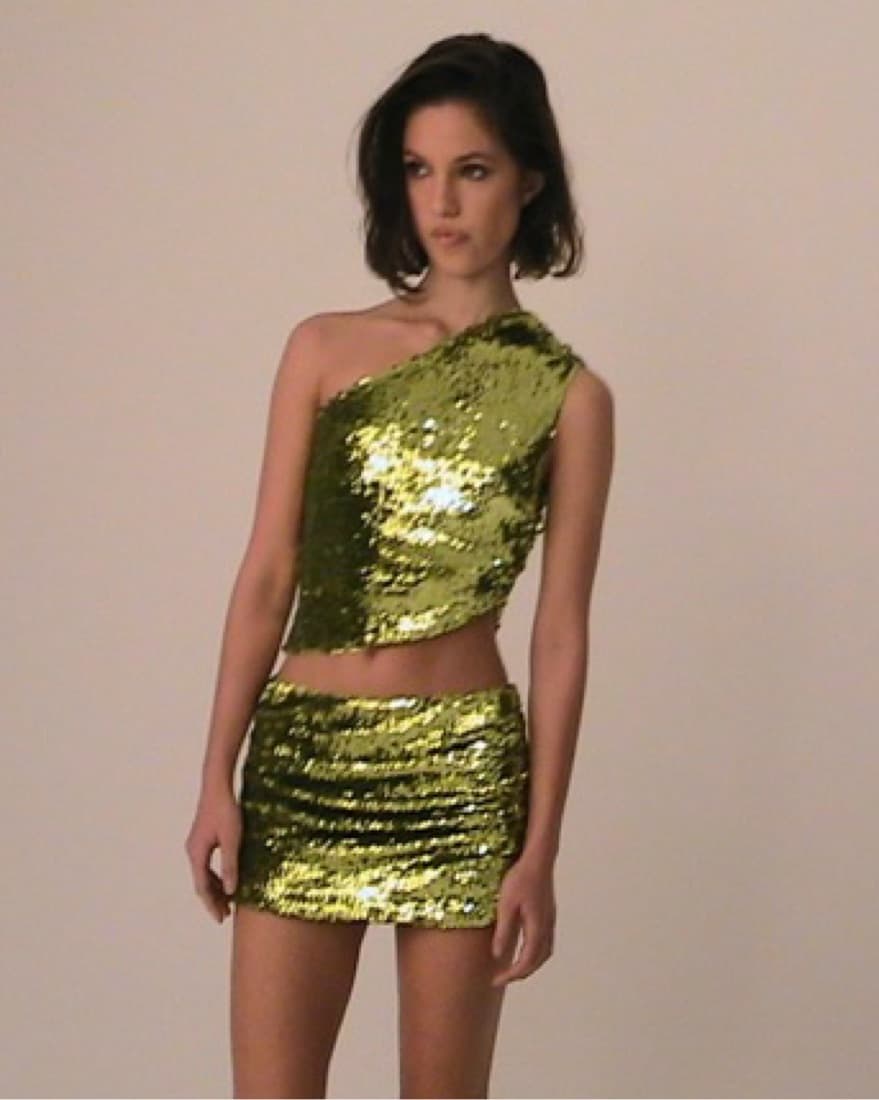 Khy Chartreuse Sequin Skirt - Image 5