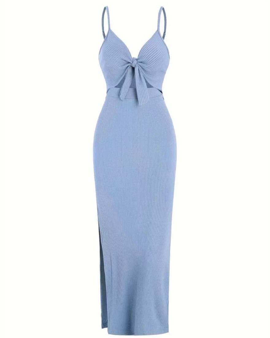 Sky blue knit beach dress - Image 3