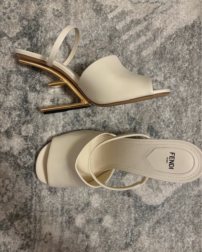 Fendi F Bottom White Leather Slides 41 - Image 1