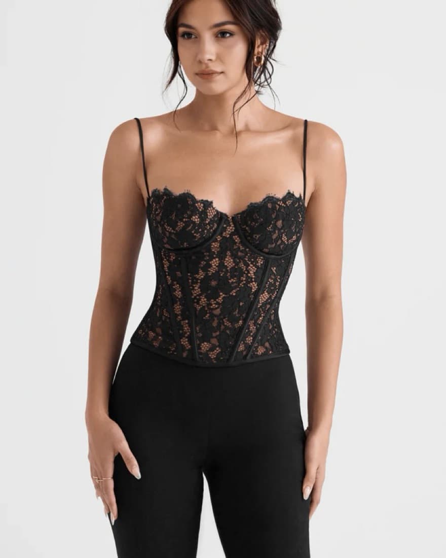 House Of CB Black Lace Corset - Image 2