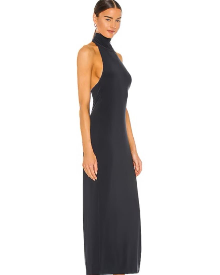 Halter Turtle Side Slit Gown in Pewter N - Image 2