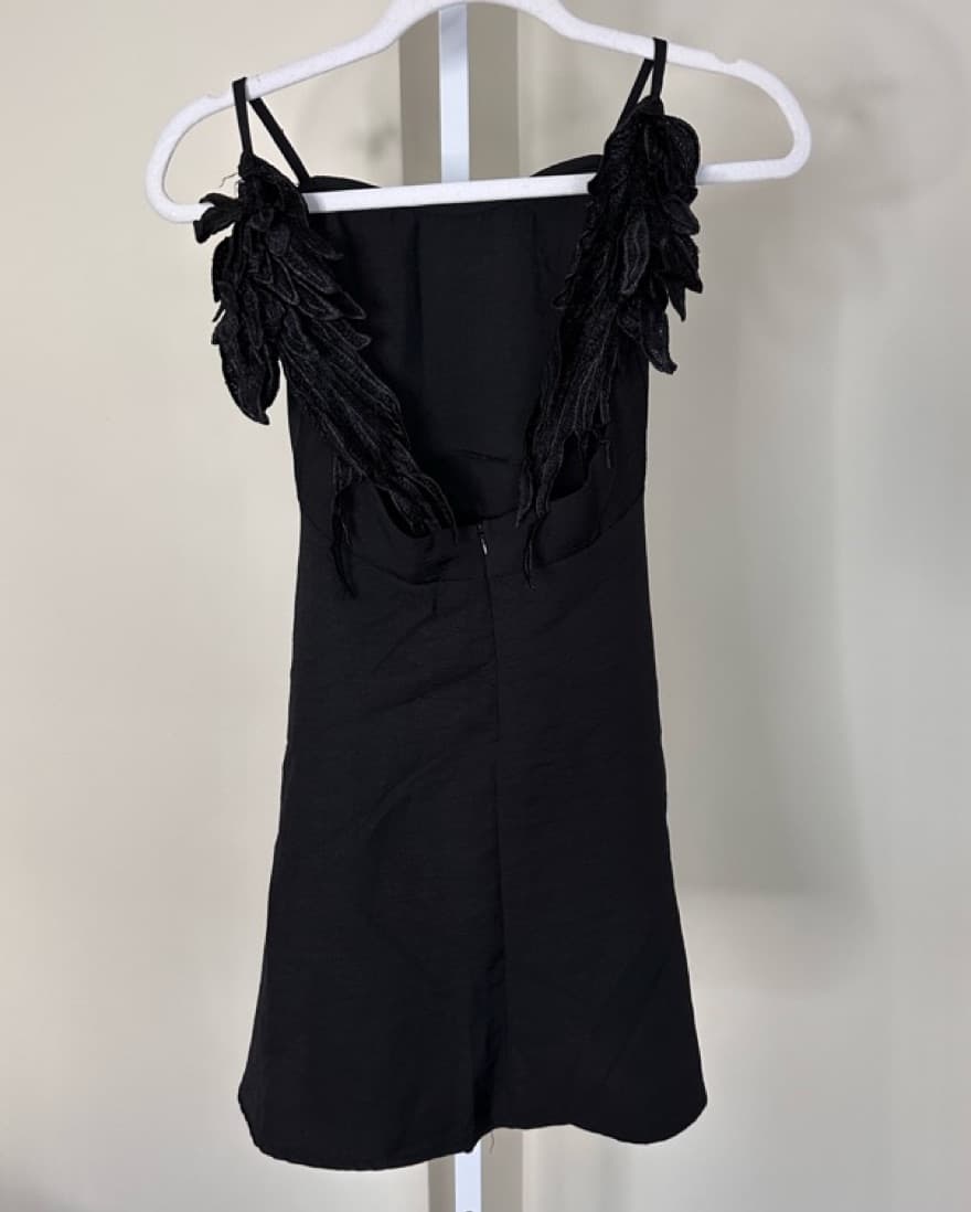 Angel Wings Black Mini Dress Small - Image 4