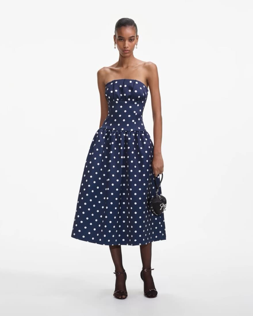 SELF PORTRAIT Polka Dot Satin Dress - Image 1