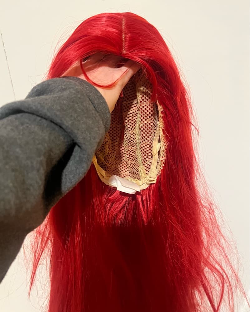 Bright Red Long Wig - Image 2