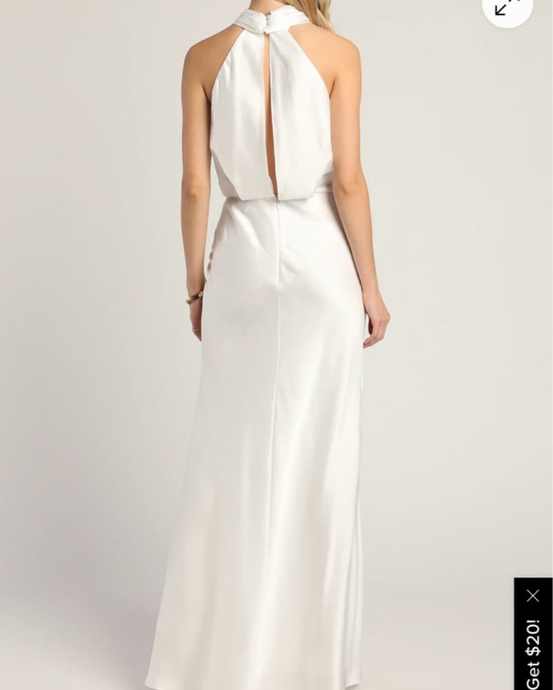 Lulus Halter Neck White Satin Maxi Dress - Image 2