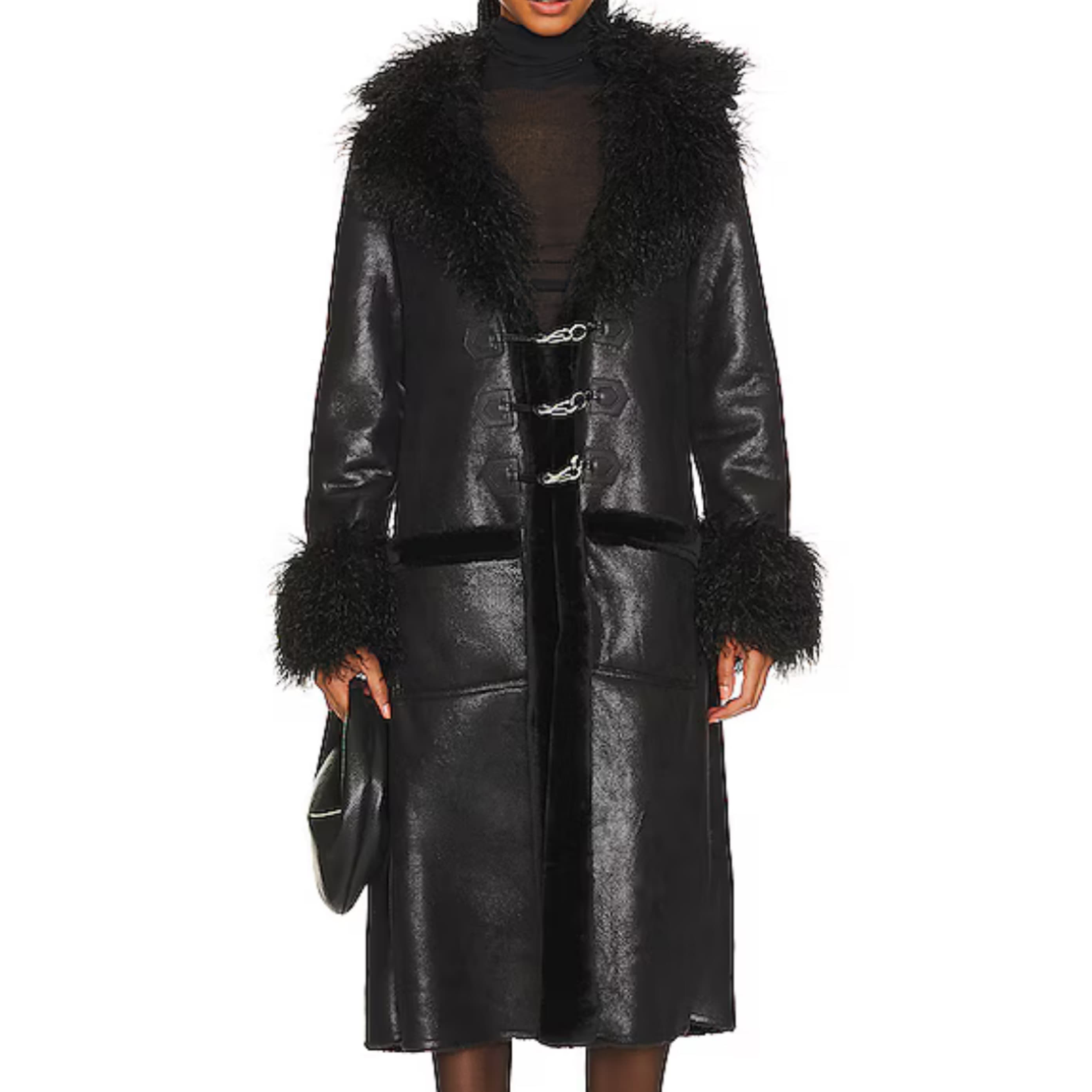 Black Faux Fur Trench Coat We Wore What - Image 1