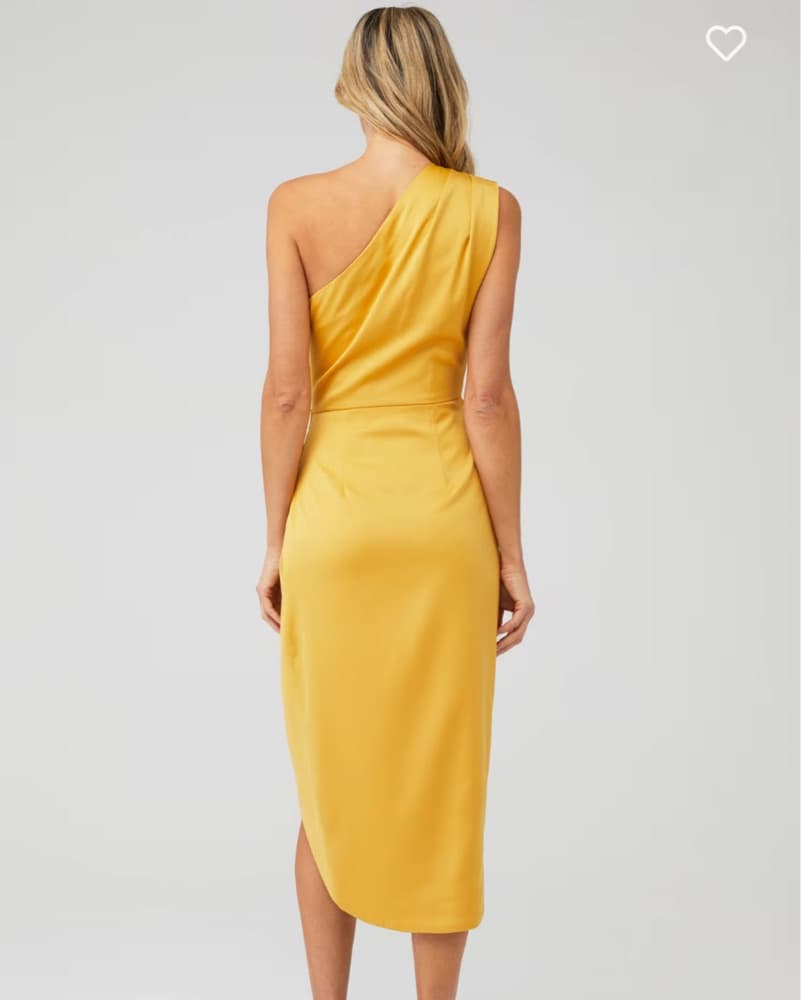 Stunning Mustard One-Shoulder Midi Dress - Image 3