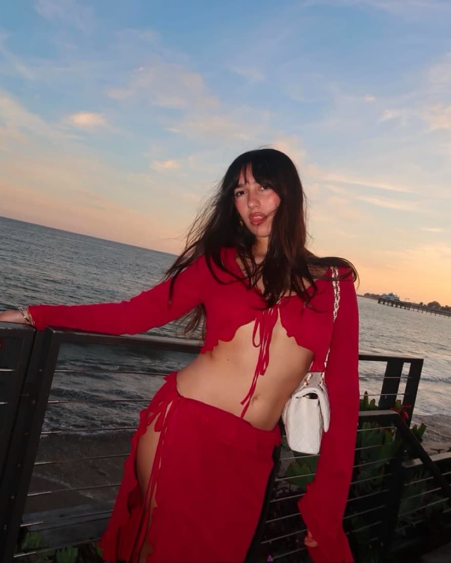 Vibrant Red Ruffle Crop Top & Skirt Set - Image 1