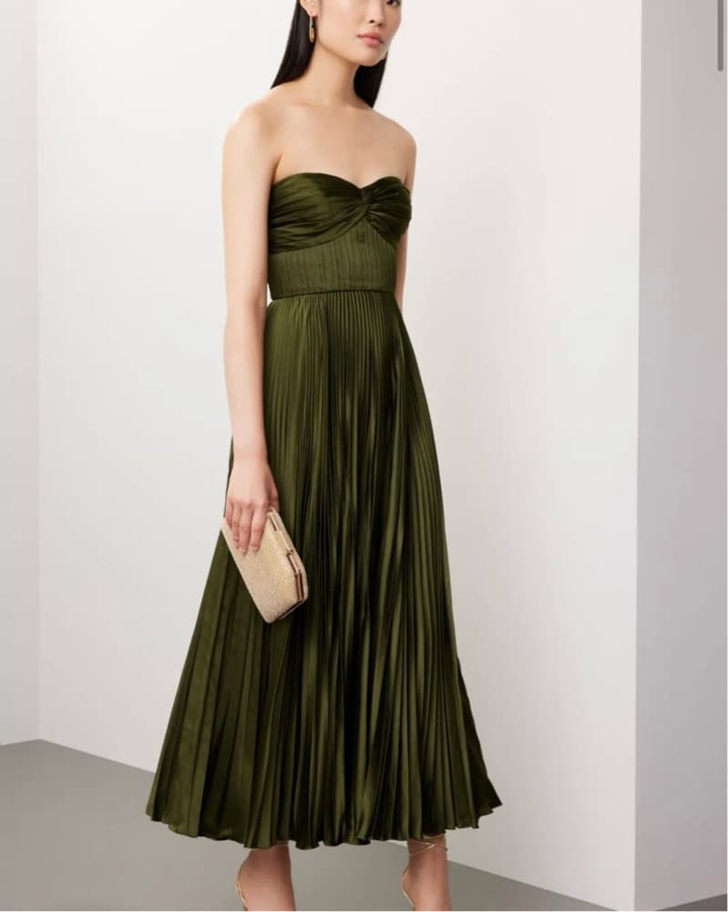 AMUR Belle Strapless Dress in Olive - Image 1