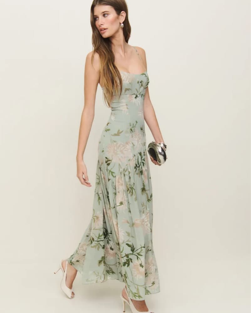 Sage Green Reformation Catana Dress - Image 1