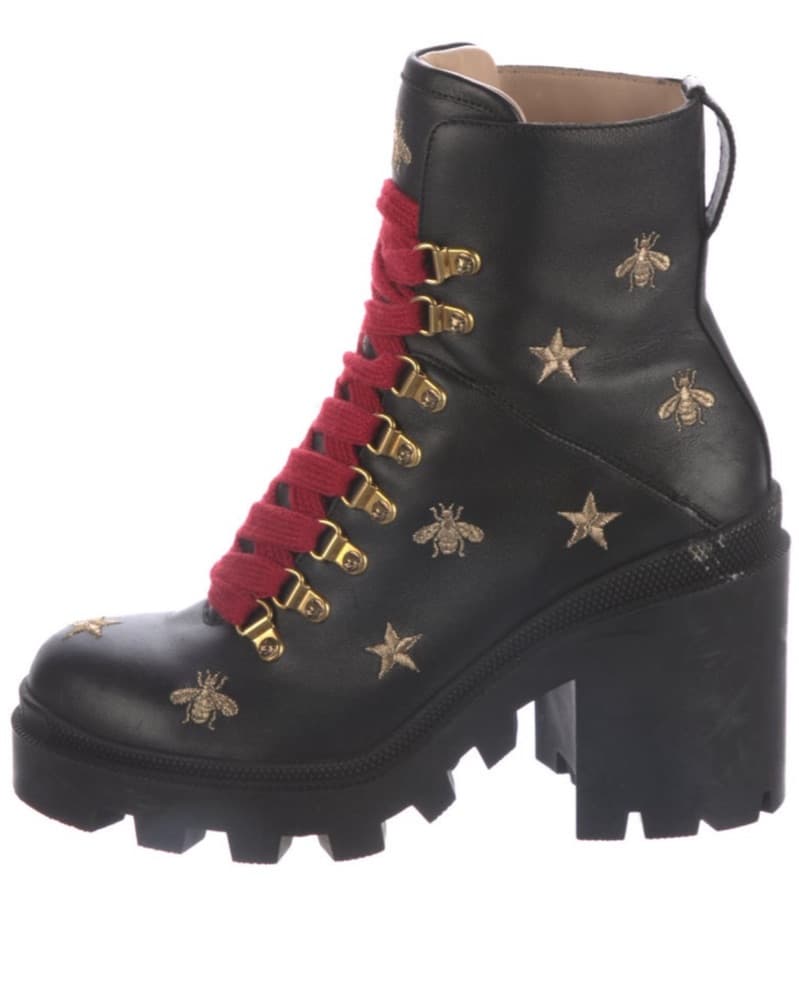 Edgy Embellished Bees/stars Combat Boots - Image 1