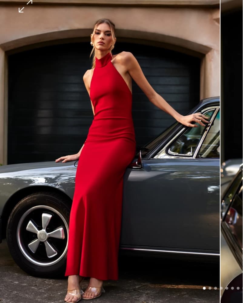 Elegant Red Halter Gown - Image 2