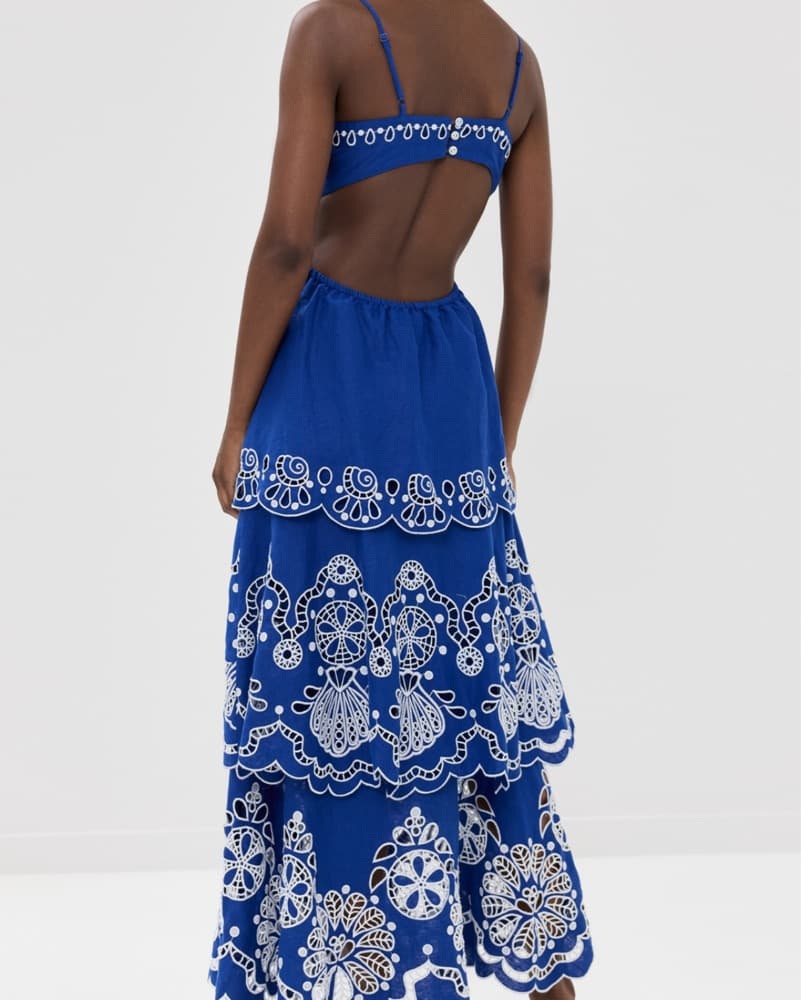 Farm Rio Blue Flower Richelieu Dress - Image 4