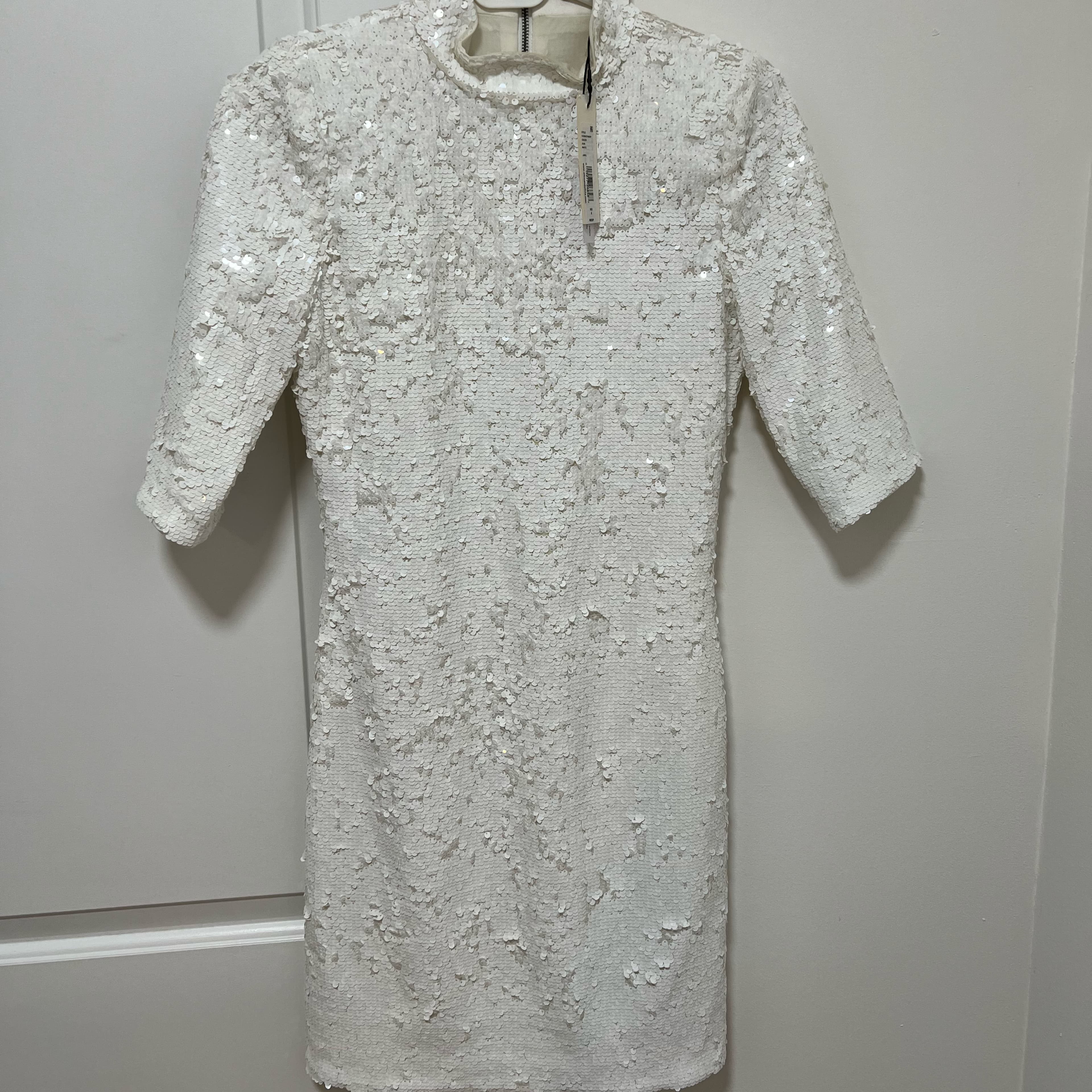 Alice And Olivia White Sequin Mini Dress - Image 4