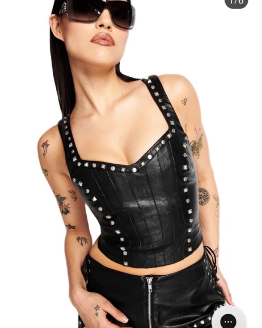 Black Leather Iamgia Top - Image 2