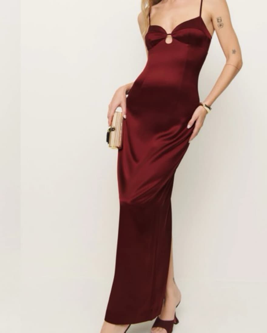 Reformation Red Silk Dress - Image 3