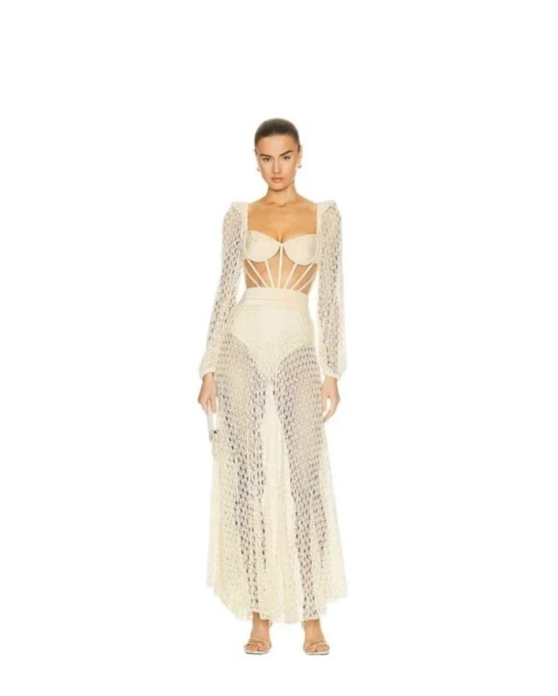 PatBO Monstera Crochet Bustier Dress  - Image 1