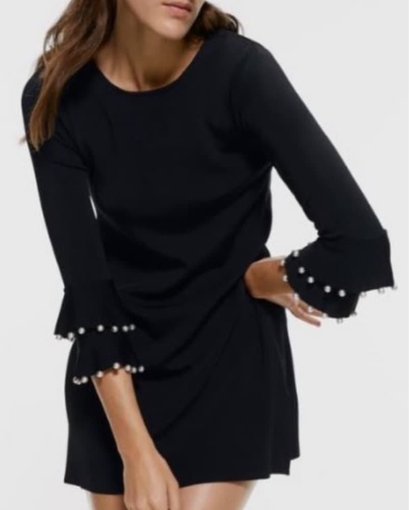 Zara Black Dress With Beaded Sleeves - Image 2