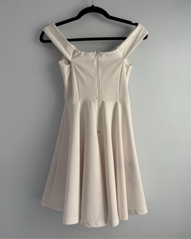 Chic Ivory Flared Mini Dress - Image 2