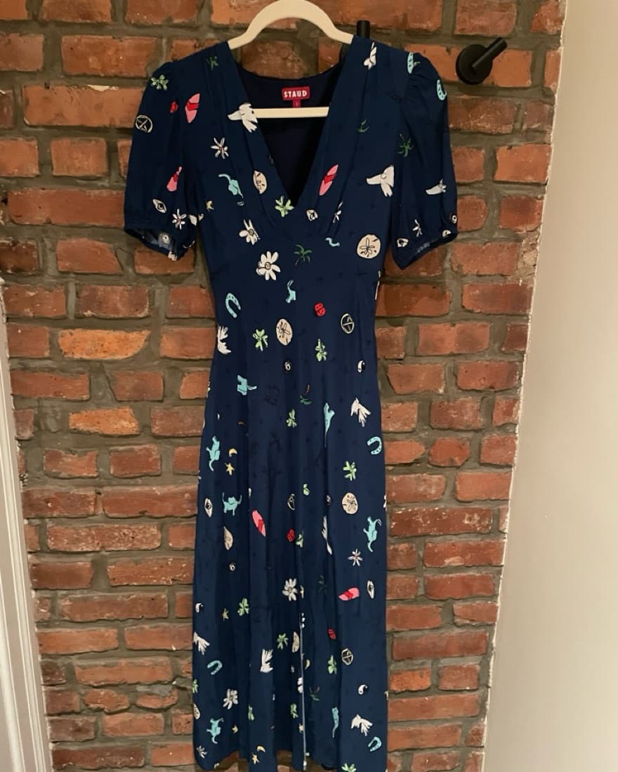 Staud Charm Print Midi Dress - Image 1