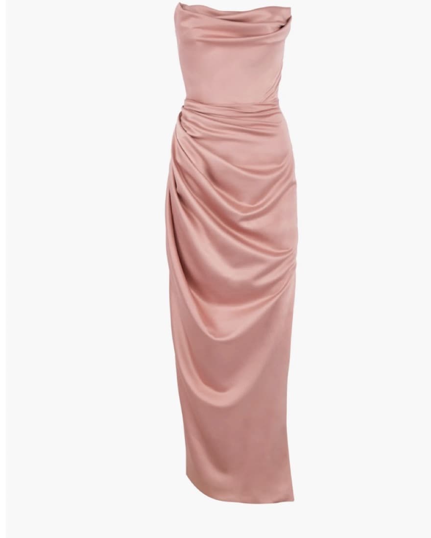 House of CB Adrienne Satin Blush Gown - Image 1