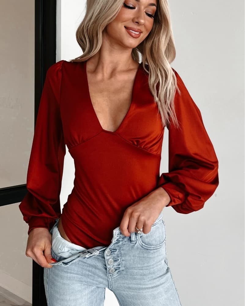 Red Satin Bodysuit  - Image 5