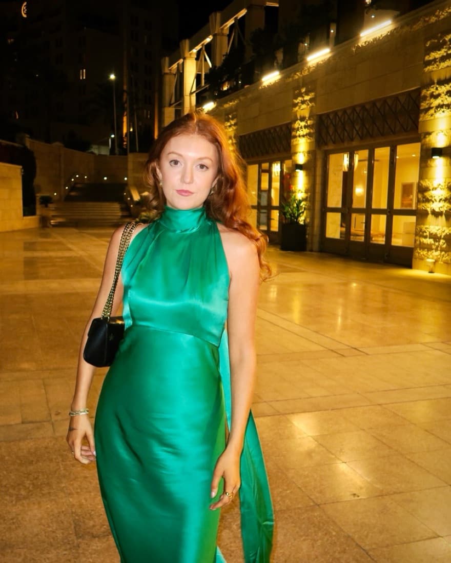 Saloni Green Silk Midi Dress - Image 2