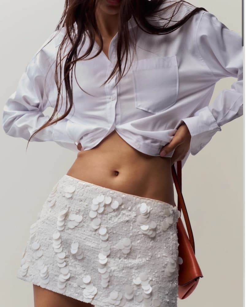 Guizio White Paillette Skirt Sparkle - Image 1