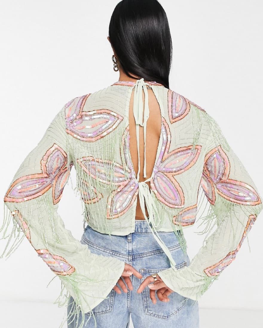 ASOS Beaded Fringe Tassel Top - Image 3