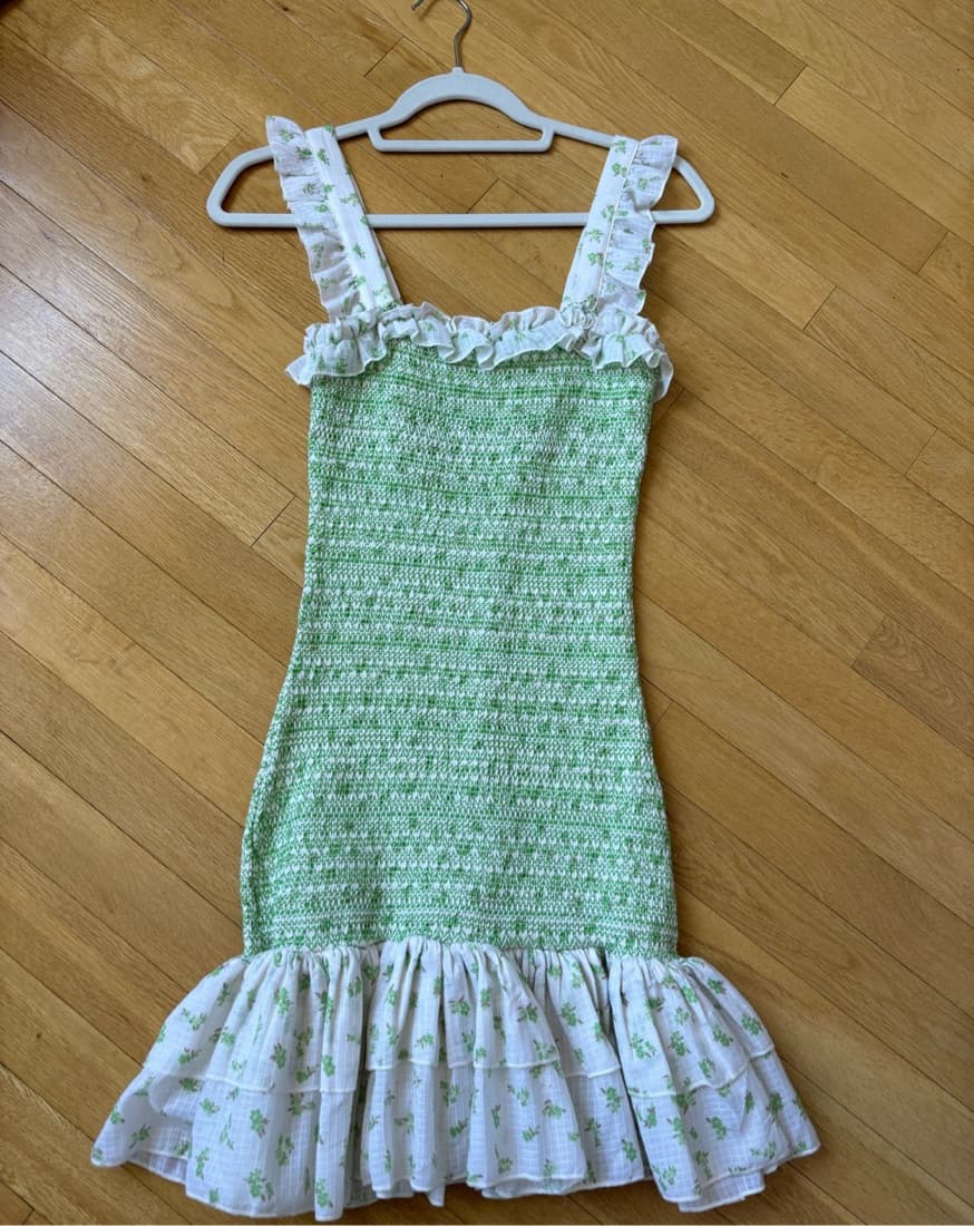 Mable Smocked Dress in Green  - Image 2