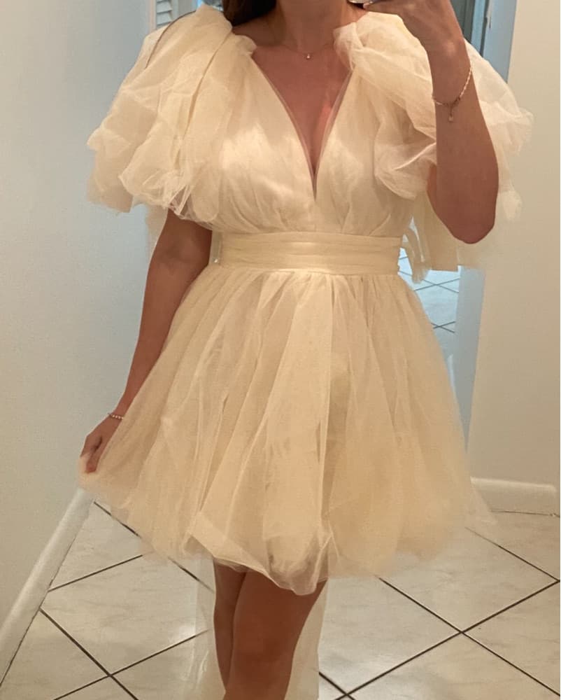 Adrienne Tulle Bow Train Babydoll Mini - Image 3