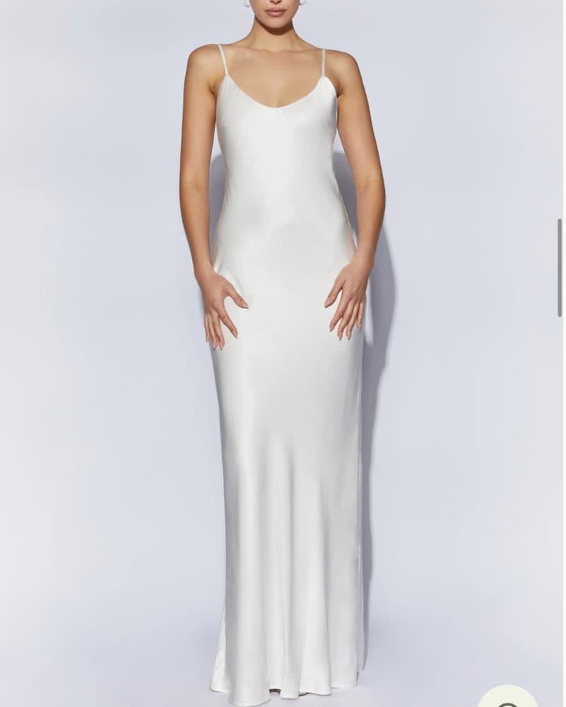 Cream Silk Backless Maxi Dress - Image 2