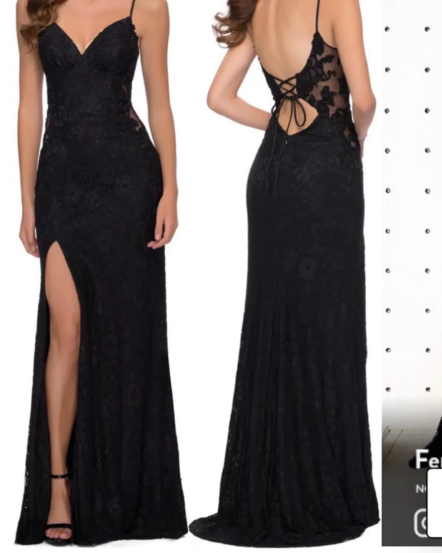 La Femme Black Lace Gown - Image 1