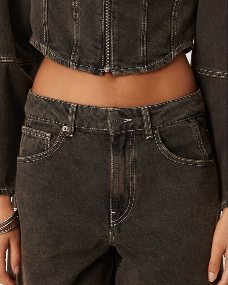 ASOS Brown Denim Barrel Jean Set - Image 4