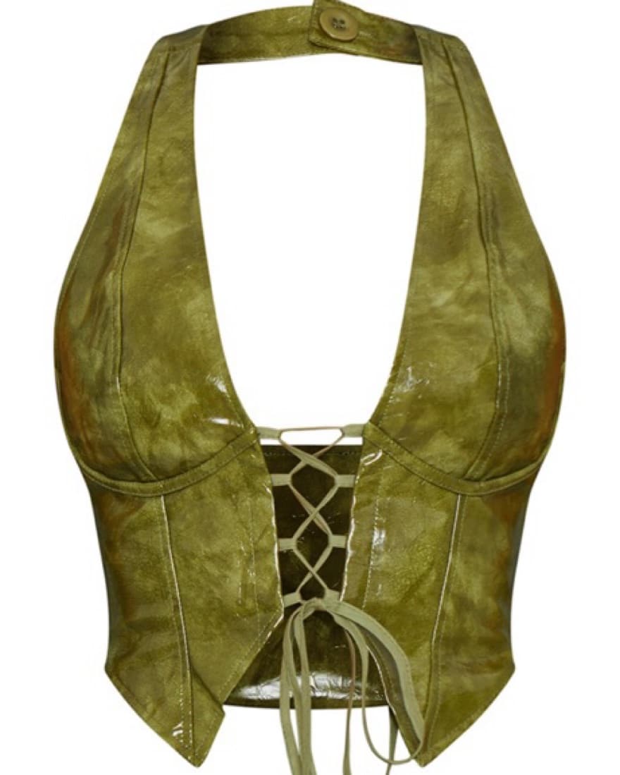 Olive Green Corset Top - Image 1