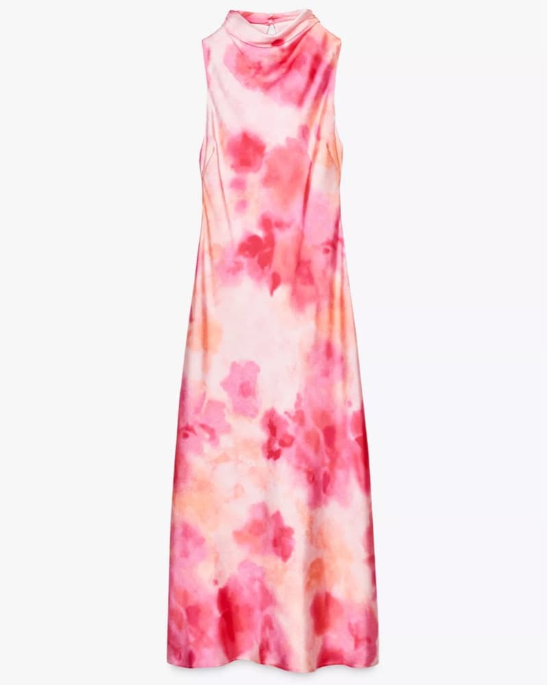 Floral Satin Midi Maxi Dress - Image 1