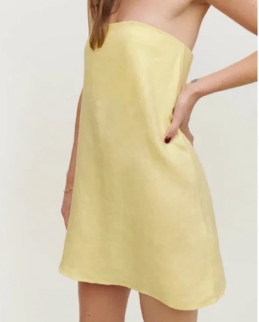 Reformation Stella Linen Dress Yellow 2 - Image 1
