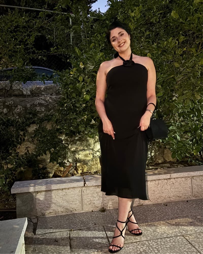 Elegant Black Halter Midi Dress - Image 1