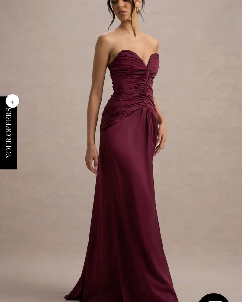 Plum/Burgundy Satin Corset Maxi Dress  - Image 5