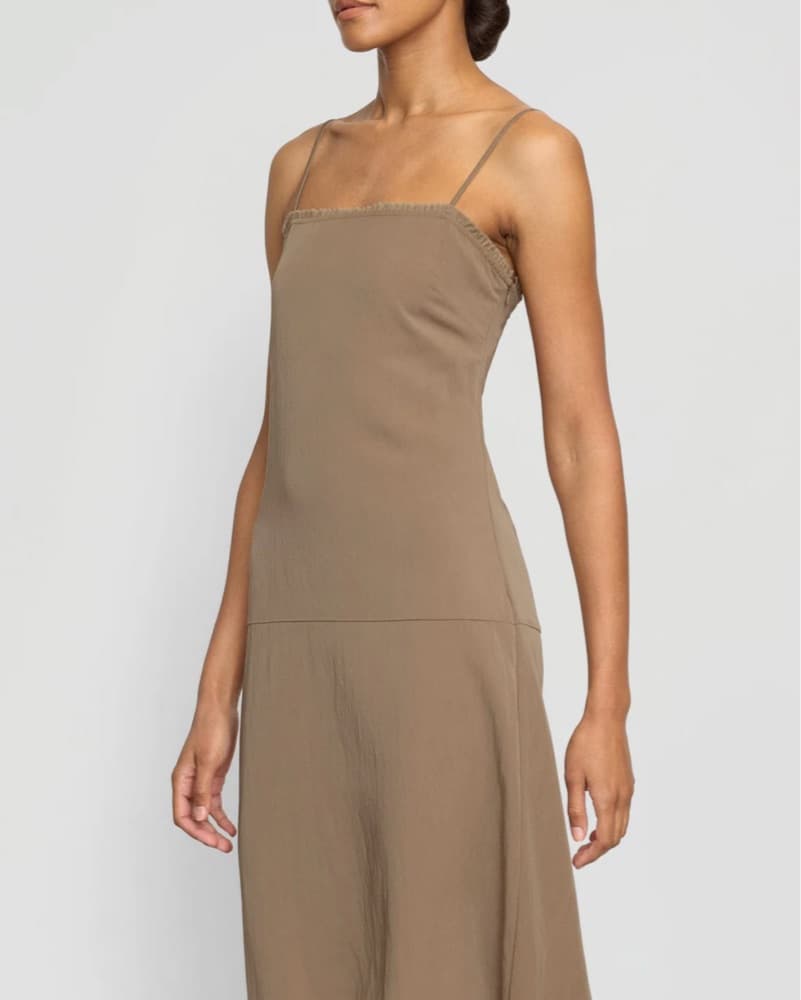 Chic Taupe Midi Dress - Image 4