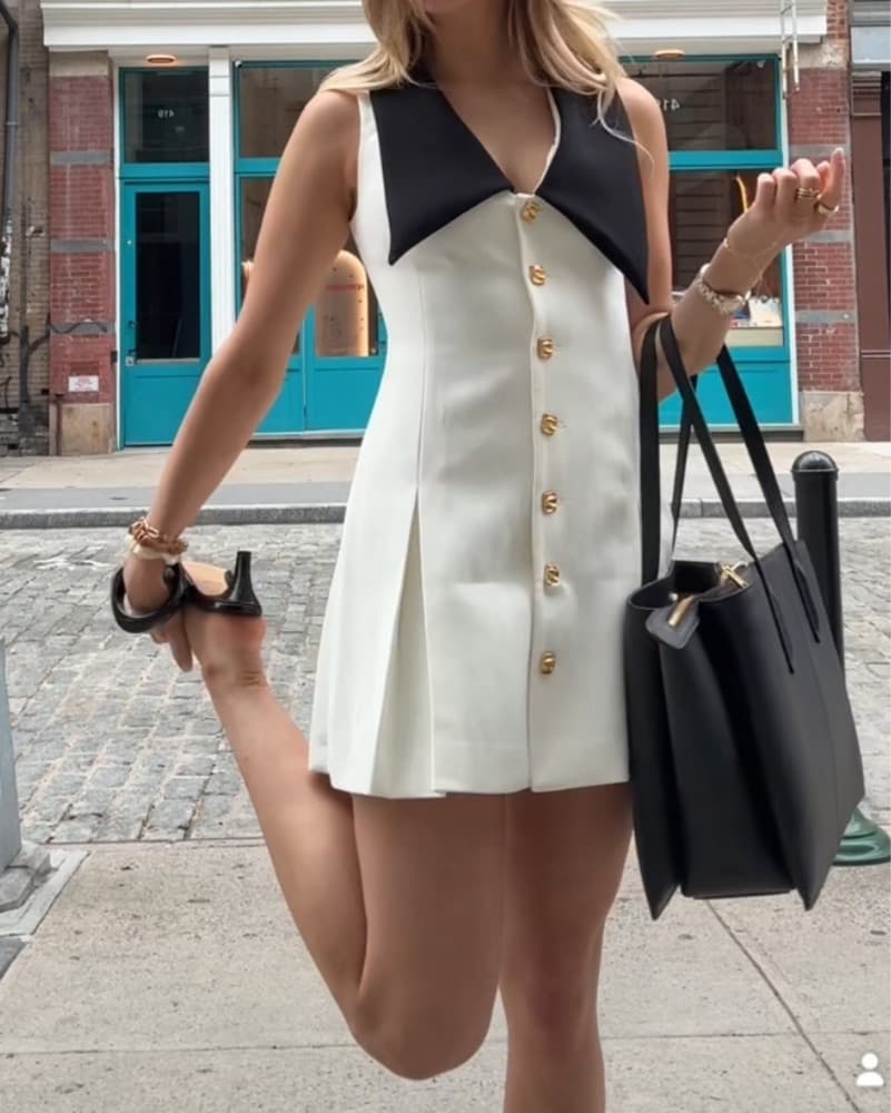 Ivory & Black Mini Dress - Image 2