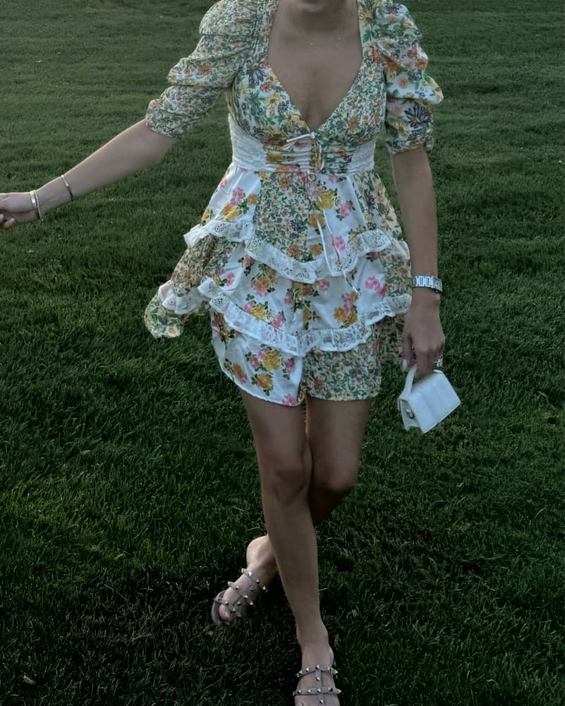 Charming Floral Ruffle Mini Dress - Image 2